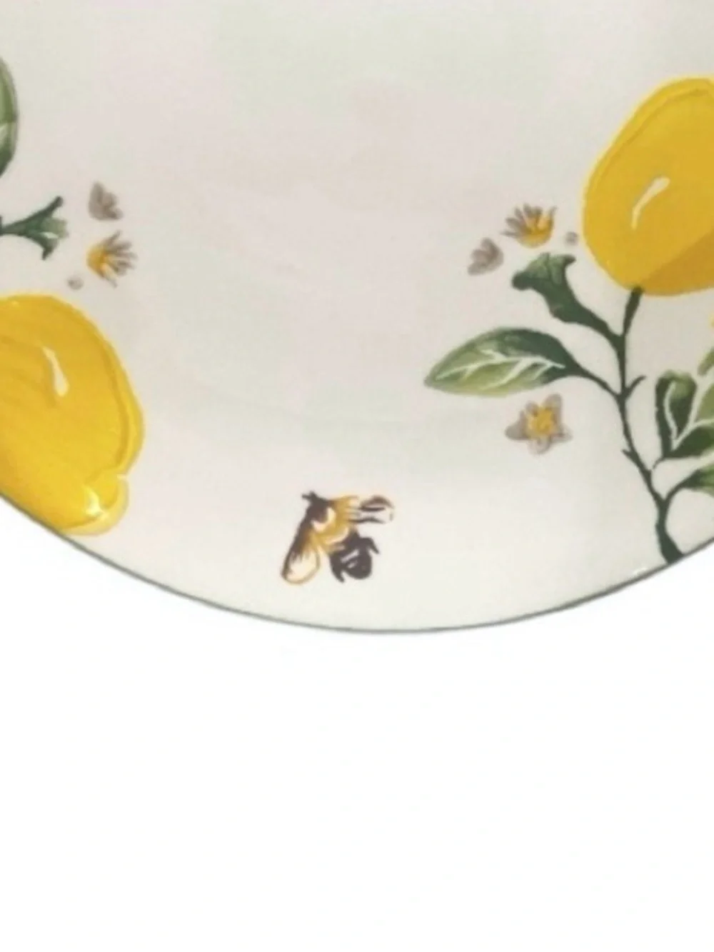 Set of 4 Lemon Bee Dinner Plates 10.5” Hand Painted Ceramic‎ Mediterranean
